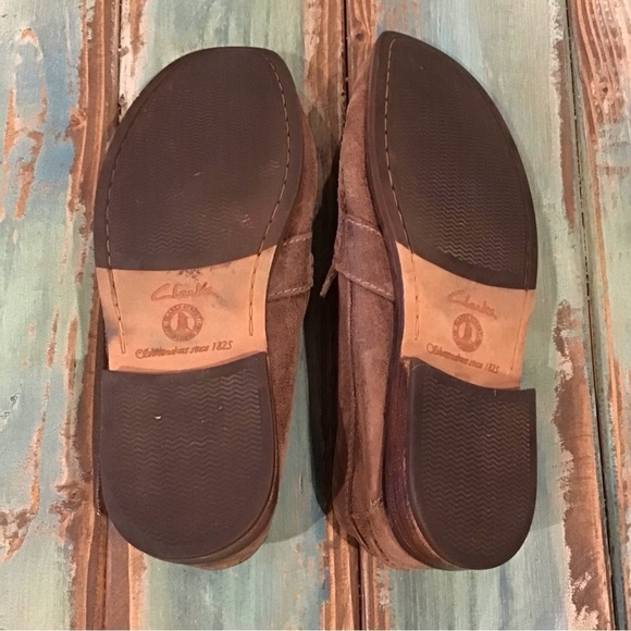 Clarks 10.5 Loafers Mens Distressed Leather Brown Stitching Detail Stacked Heel main image 7